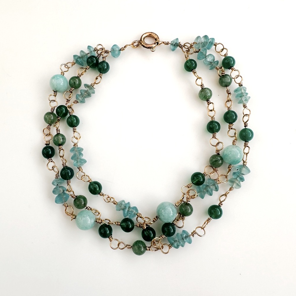 Handmade Bracelet made with Apatite, Adventurine and other beads.
